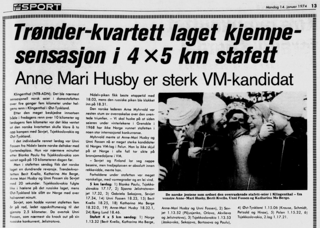 Faksimile Trønder-Avisa 14. januar 1974
