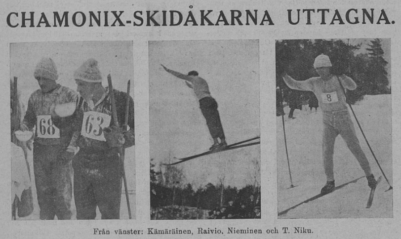 Faksimile Idrottsbladet nr 2 1924 - "Chamonix-skidåkarna uttagna"